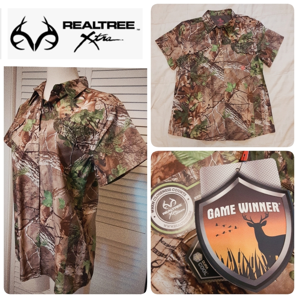 NWT Camouflage Dura-Cool Technology Scotchguard Protect Button Down Top